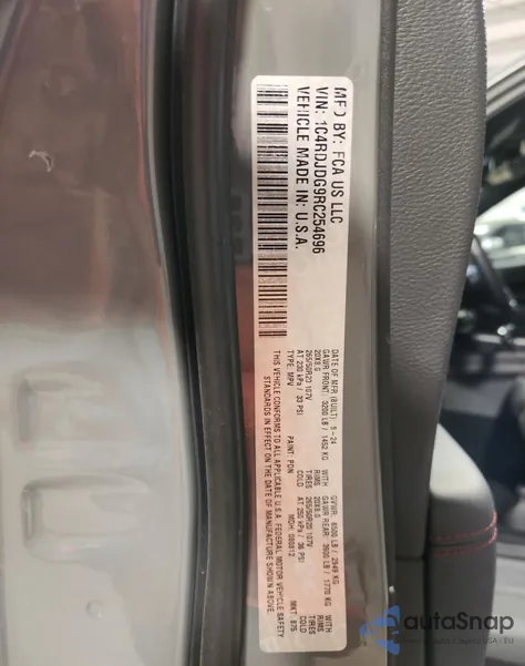 2024 Dodge Durango Gt z USA, uszkodzony, nr VIN 1C4RDJDG9RC254696